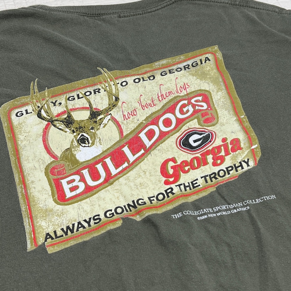 Vintage 2006 Georgia Bulldogs Collegiate Sportsman Deer T-Shirt Olive XL